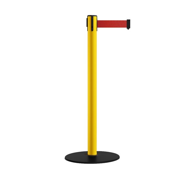 Montour Line Stanchion Belt Barrier Yellow Post Low Base 13ft. Red Belt MSX630-YW-RD-130